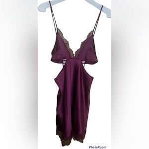 Dark Purple Silk Lingerie with Lace